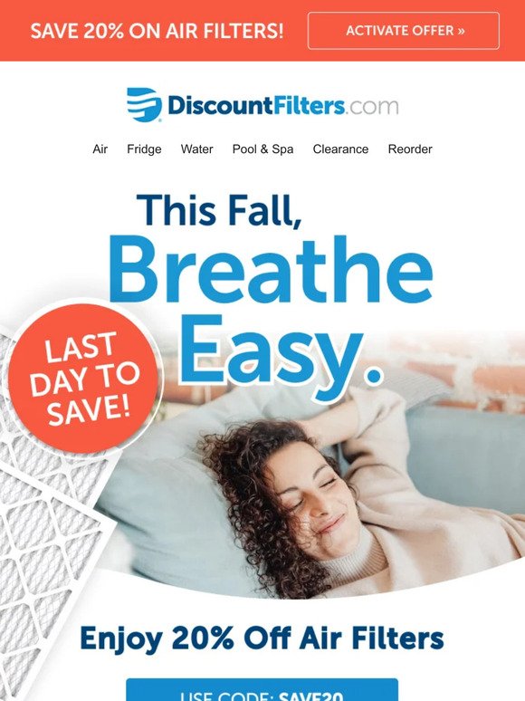 Last Day to Save on Air Filters!