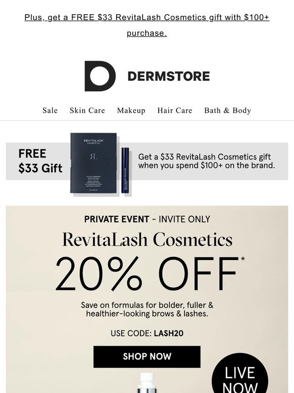 RevitaLASH Cosmetics: 20% off formulas so good, you might not use mascara anymore