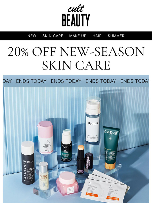 Ends today! 20% OFF skin care
