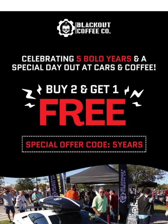 Blackout coffee company 5 years of bold brews badass rides join