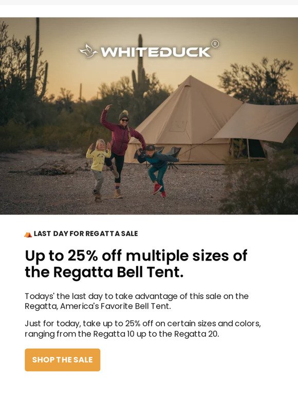 Last Day—Up to 25% off Regatta Tents