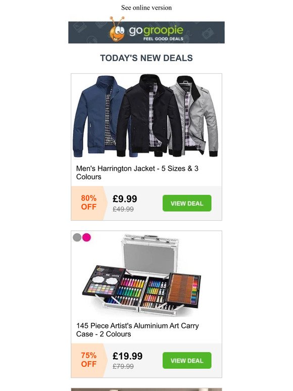 🔻 Harrington Jacket NOW £9.99 | Apple, Beats & More Mystery Deal | Wooden Bed £59.99 | 9-Piece Cookware Set £19.99 | Microfiber Blanket £4.99 | Armani Quartz Watch 🔻