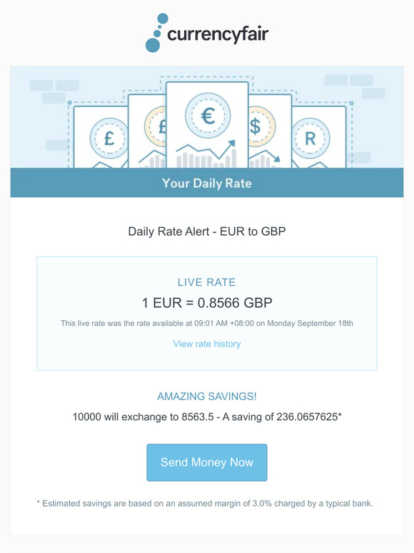 Your daily EUR - GBP rate alert