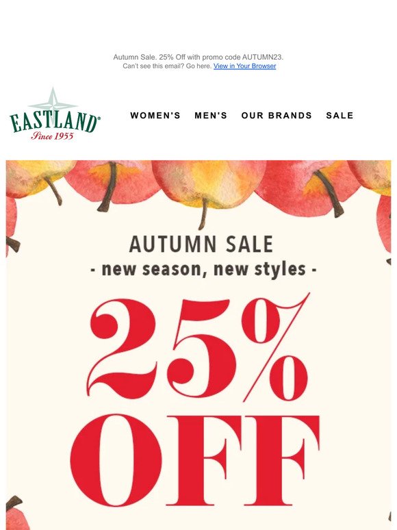 25% Off Autumn Sale at Eastland 🍂