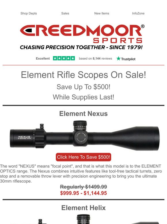 Save Up To $500 On Element Optics!