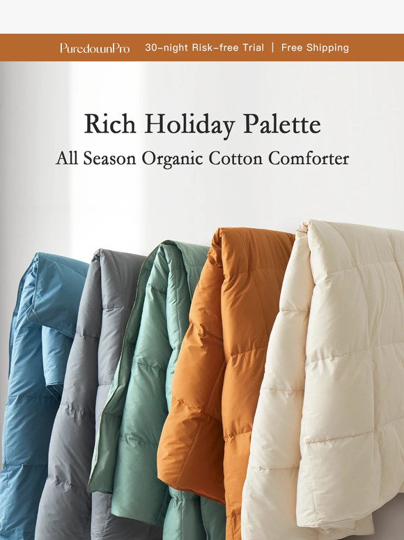 Holiday Tones: 15% OFF on Organic Cotton Comforter