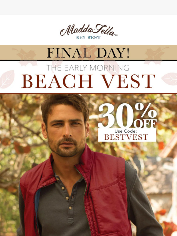 FINAL DAY! 30% OFF BEACH VESTS