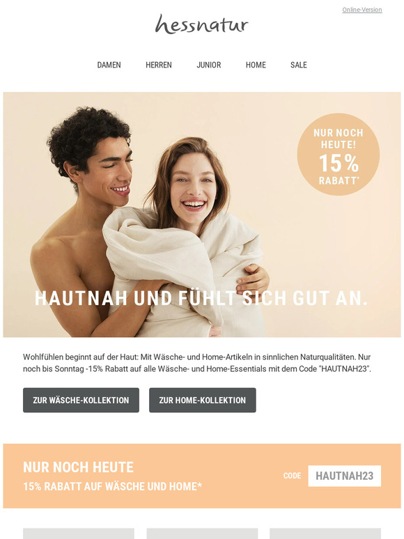 Nur noch heute || -15% auf Wäsche & Home