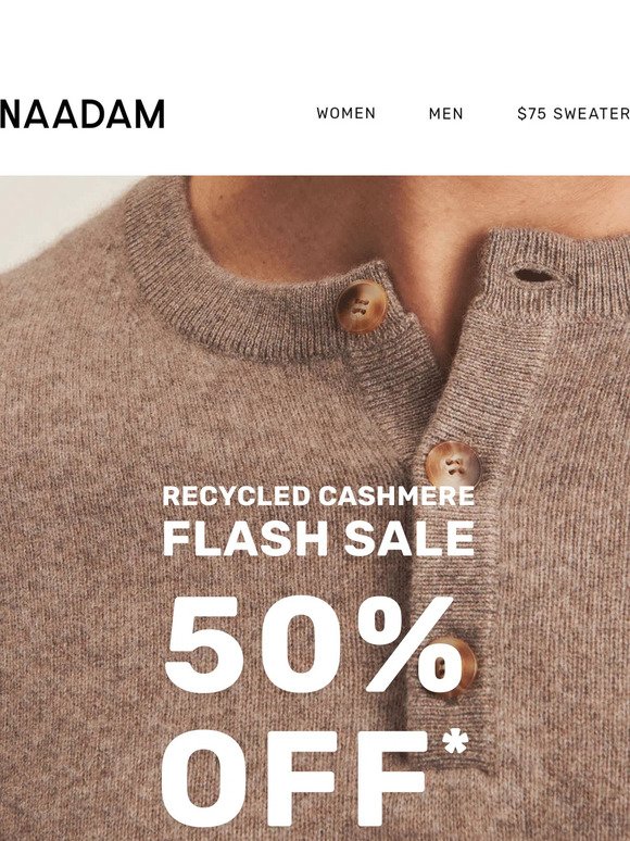 Flash Sale: 50% Off Recycled Cashmere