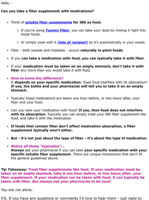 Can you take a fiber supplement with medications? Well...