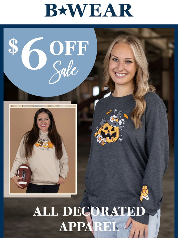 Limited Time: $6 OFF All Decorated Apparel! ⚡️