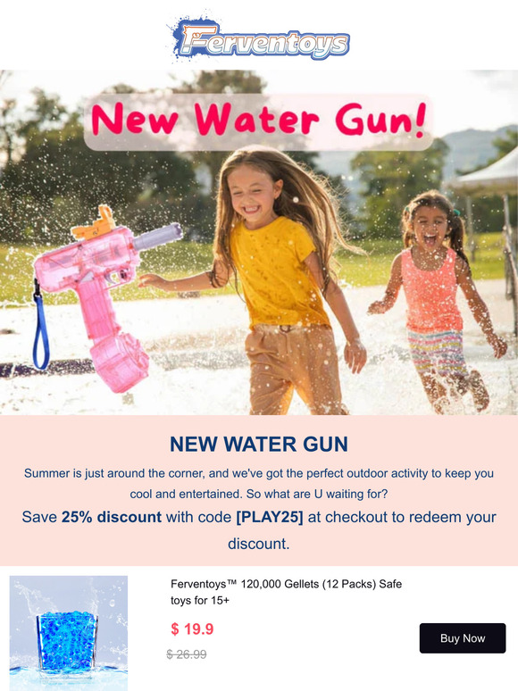 Make a splash with our new water gun toy!