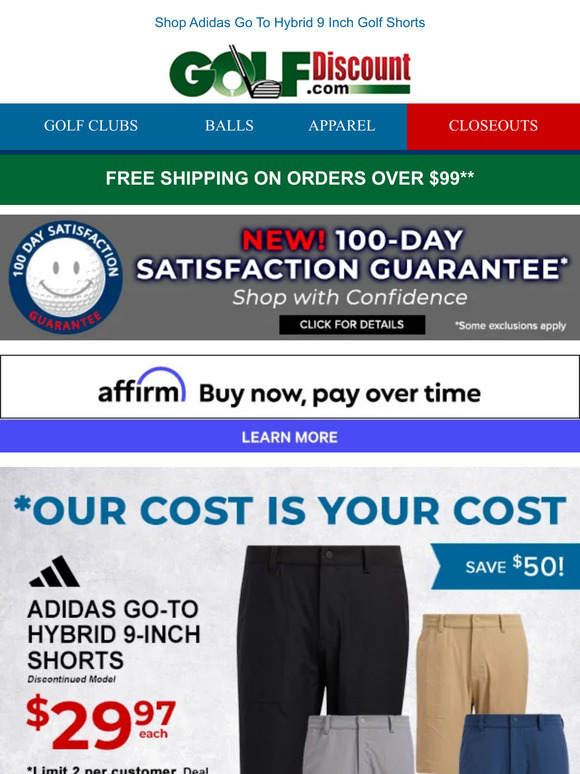 Adidas Go-To Hybrid 9-Inch Shorts $29.97, Save $50!