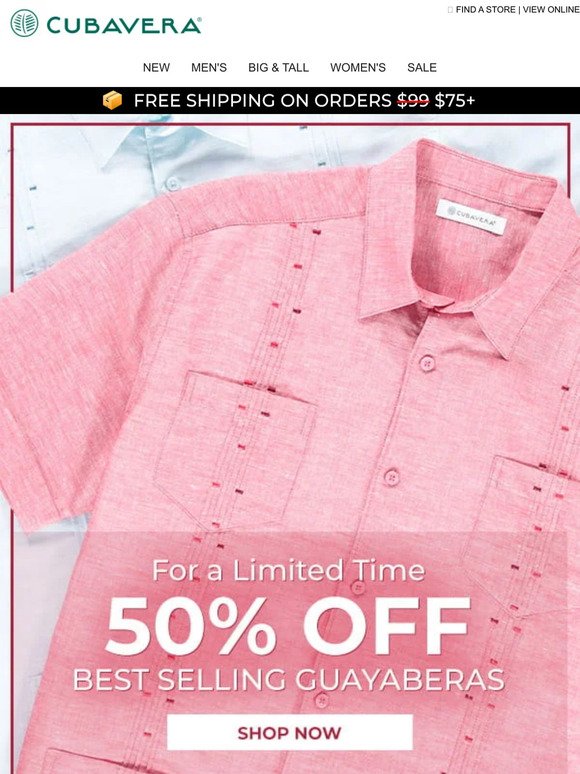 LIMITED TIME: 50% Off Best-Selling Guayaberas