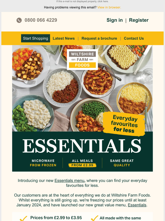 Wiltshire Farm Foods Introducing our new Essentials menu! Milled