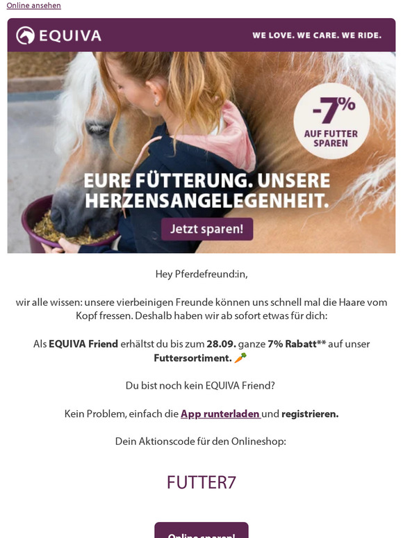 Spare 7% auf Futter für deinen Vierbeiner 🐴