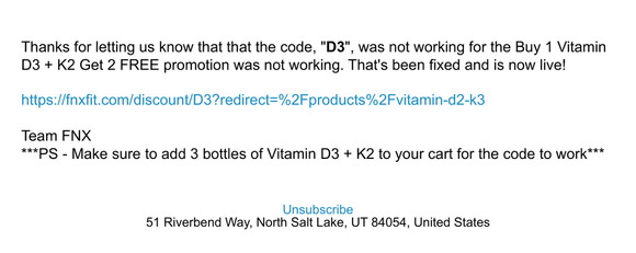 Vitamin D3 Code Working Now...