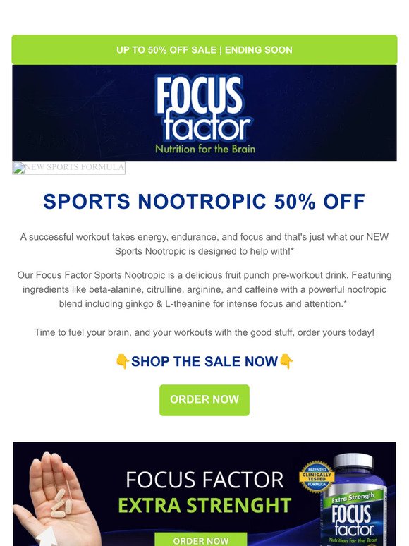 BREAKING 📰 Focus Factor Sports Pre-Workout Is On Sale Now!