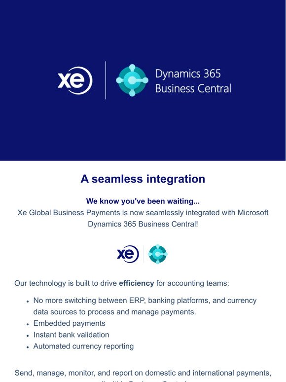Available now: Xe payments embedded in D365 Business Central.