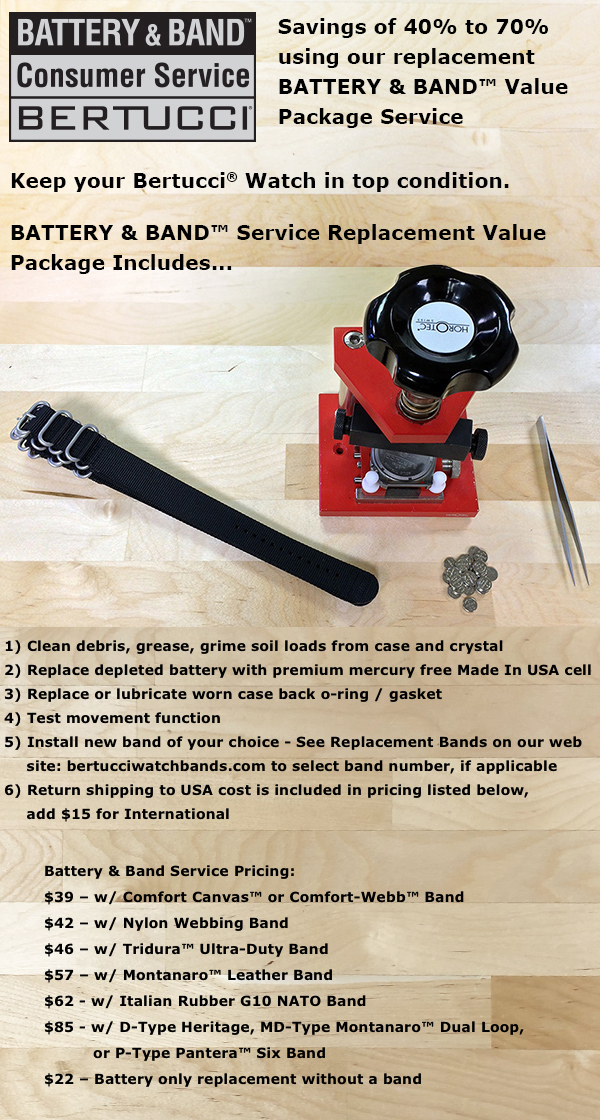 Bertucci Keep your Bertucci watch in top condition with our Battery