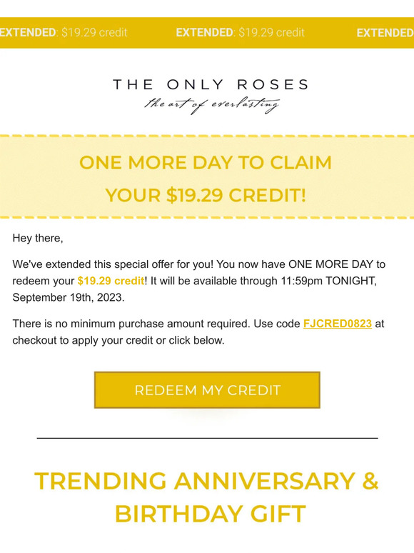 EXTENDED: $19.29 credit
