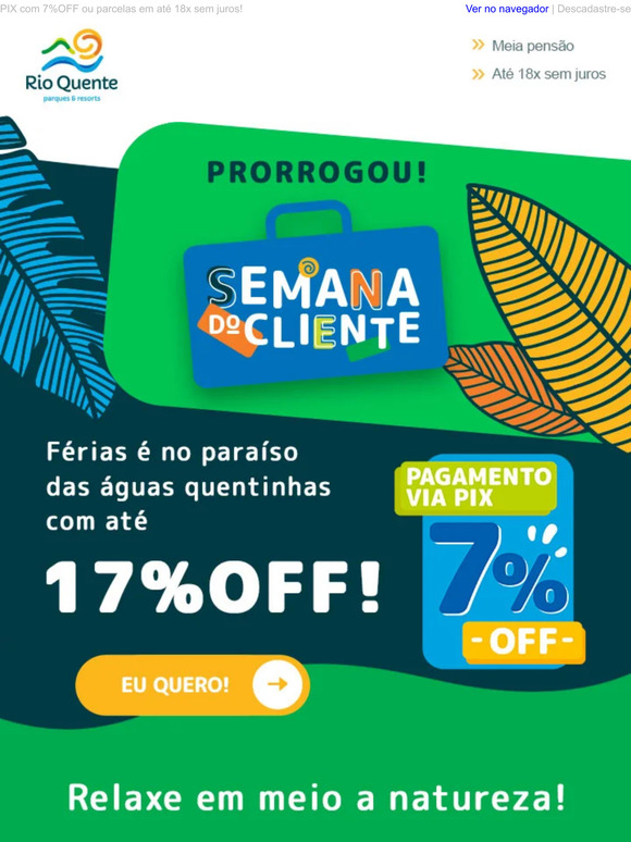 Cupom de desconto Rio Quente Resorts 70% Off → (3 Cupons Rio