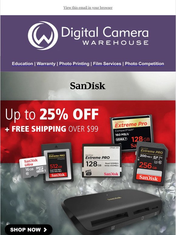💾 Save Up to 25% Off Select SanDisk Memory Cards and Readers