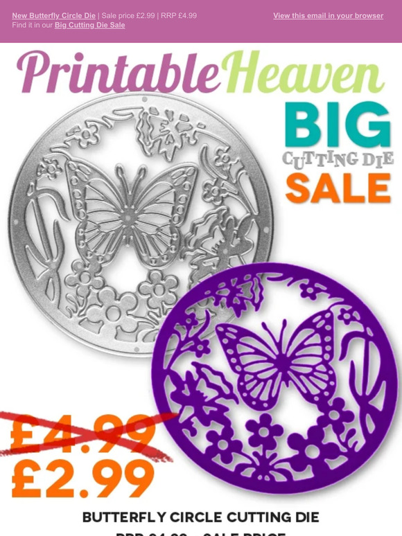 New butterfly circle die | Sale price £2.99 | RRP £4.99