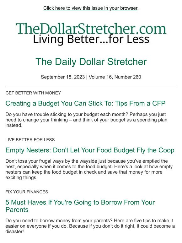9/18/23: The Daily Dollar Stretcher
