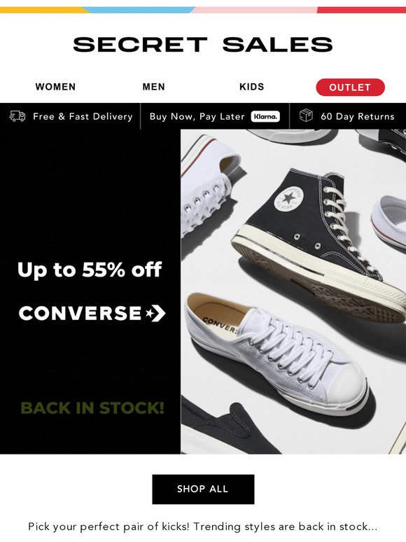 Converse BACK IN STOCK! Now Up to 55% off - Selling fast....