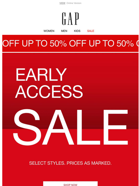 Early Sale access starts here! Up to 50% Off