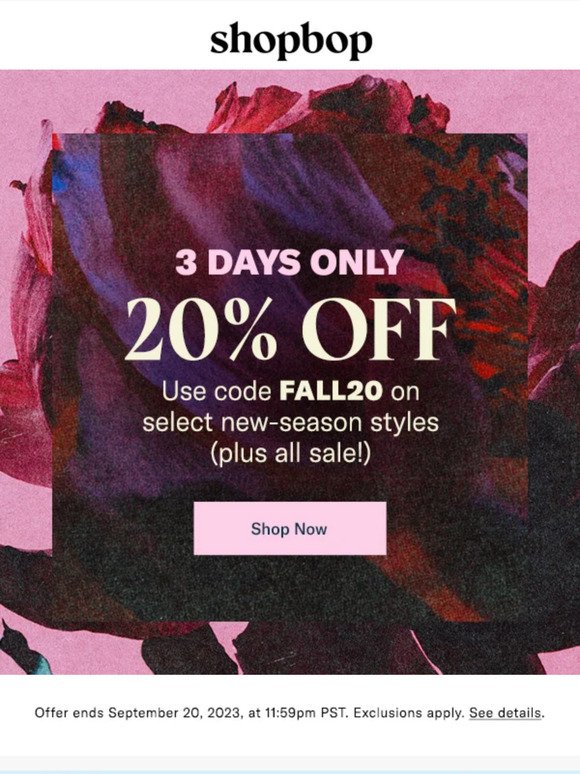 3 days only: 20% off