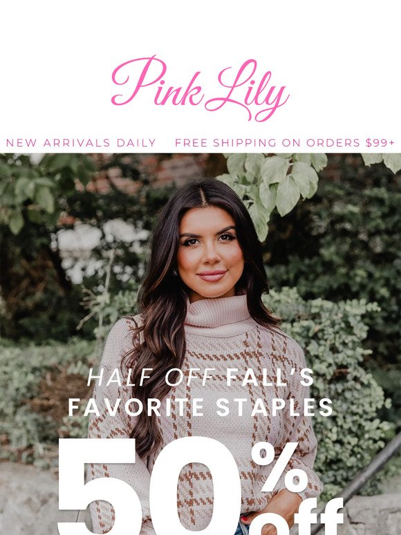 HALF OFF select sweaters & pullovers 😍🍁