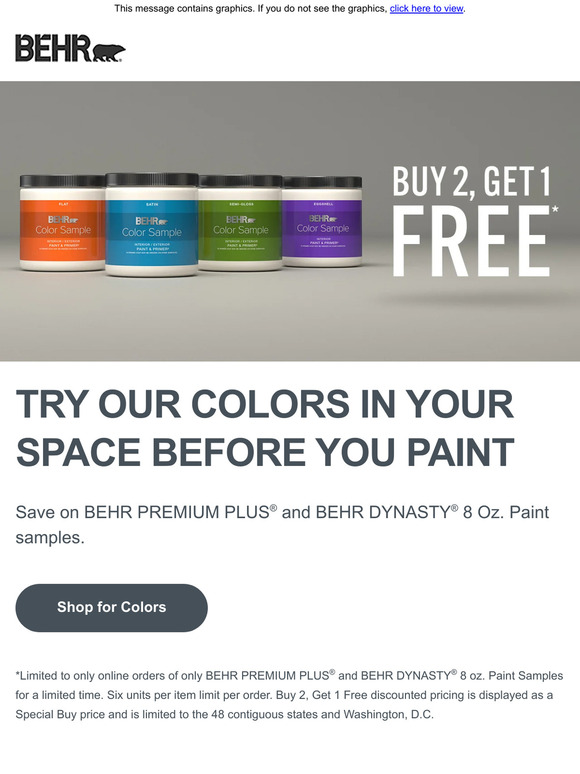 Behr Paint Sample Sale! Buy 2, Get 1 Free Milled