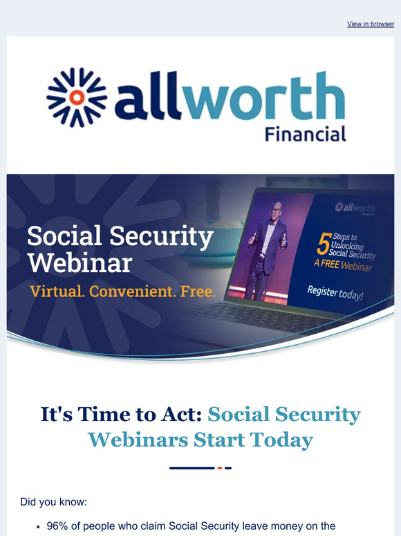 Today’s the day! Social Security webinars kick-off