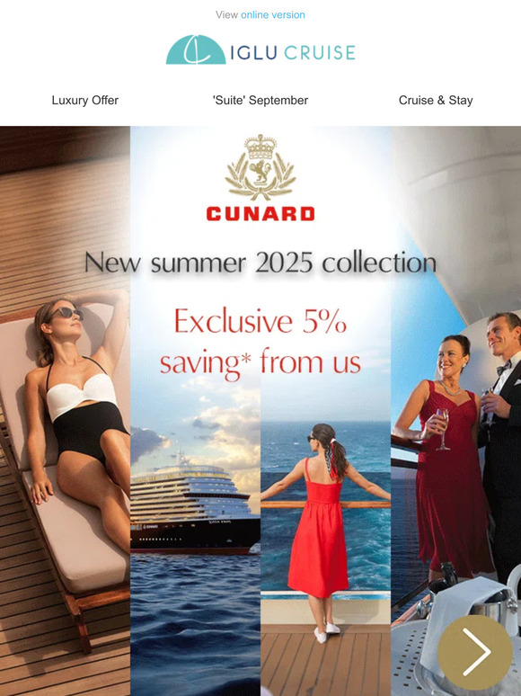 Iglu cruise Prebook now New 2025 cruises with Cunard Milled