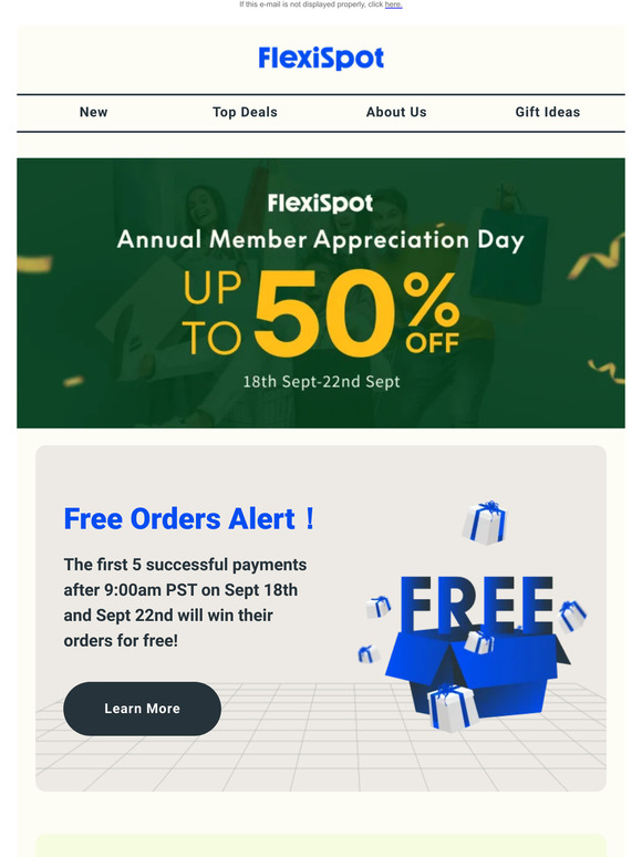 Don't miss the amazing 50% off on FlexiSpot Annual Member Day Sale!