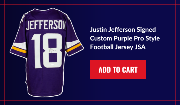 Justin Jefferson Authentic Signed Purple Pro Style Framed Jersey