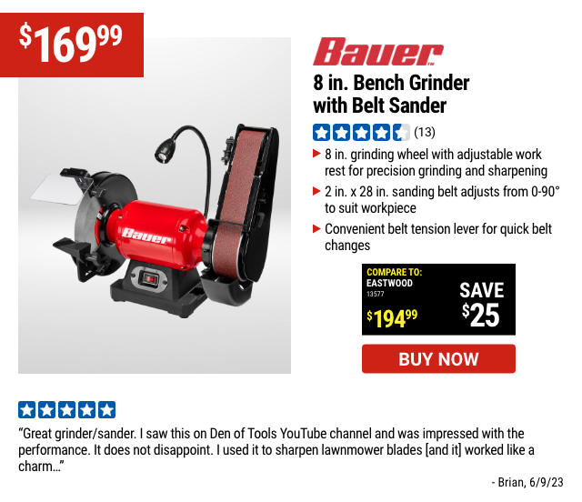 BAUER: 8 in. Bench Grinder with Belt Sander