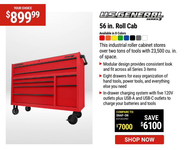U.S. GENERAL: 56 in. Roller Cabinet, Series 3