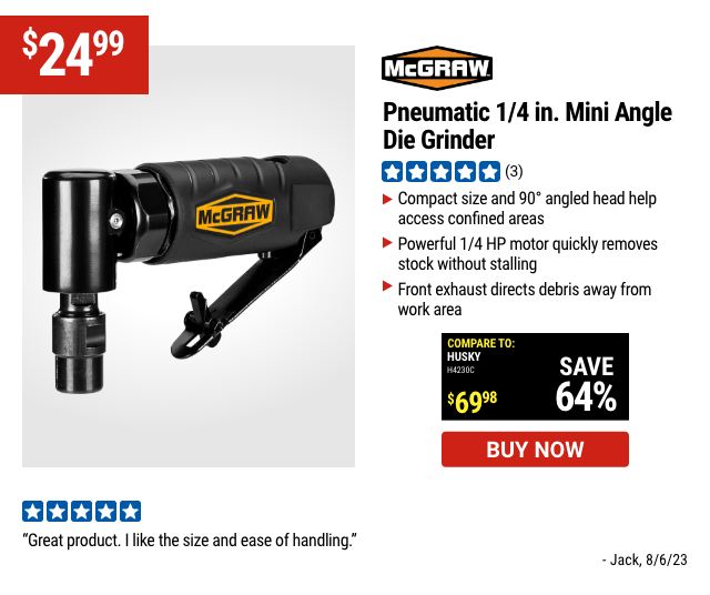 MCGRAW: Pneumatic 1/4 in. Mini Angle Die Grinder