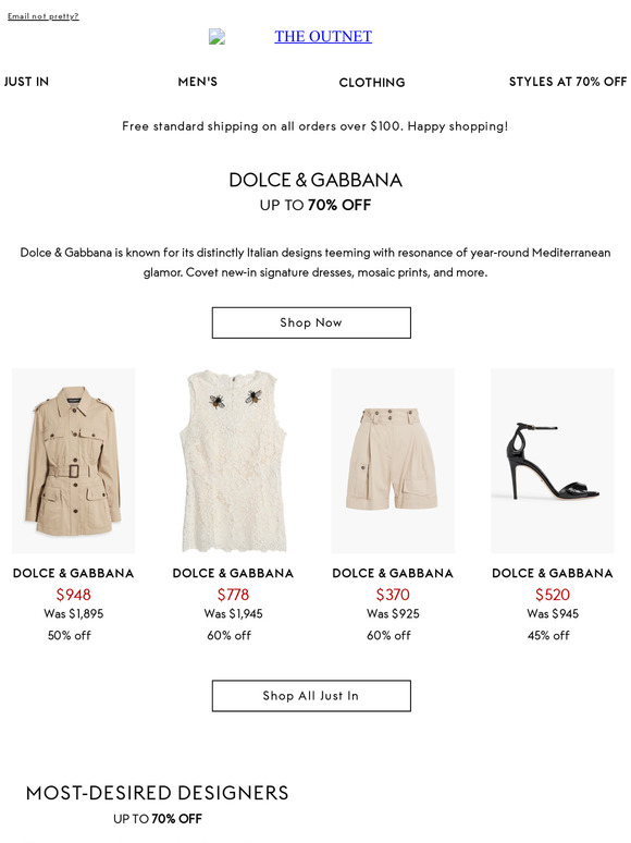 Dress up in Dolce & Gabbana's new-in styles at up 70% off