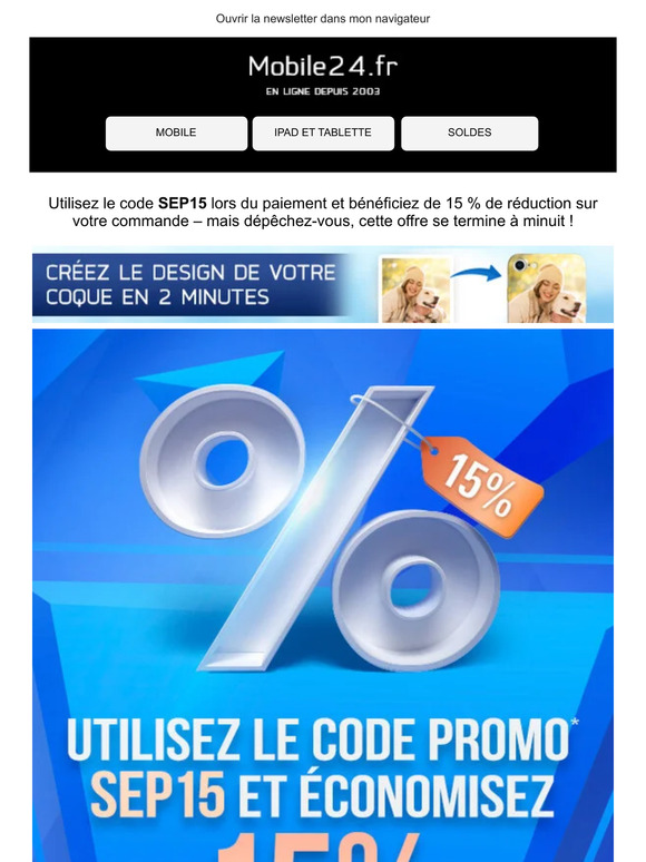 Utilisez votre 15 % de réduction aujourd'hui !