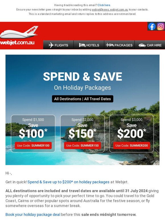 Up to $200 OFF holiday packages!