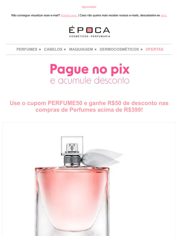 Soltamos! Soltamos cupom de R$50 pra você comprar HOJE seu perfume!
