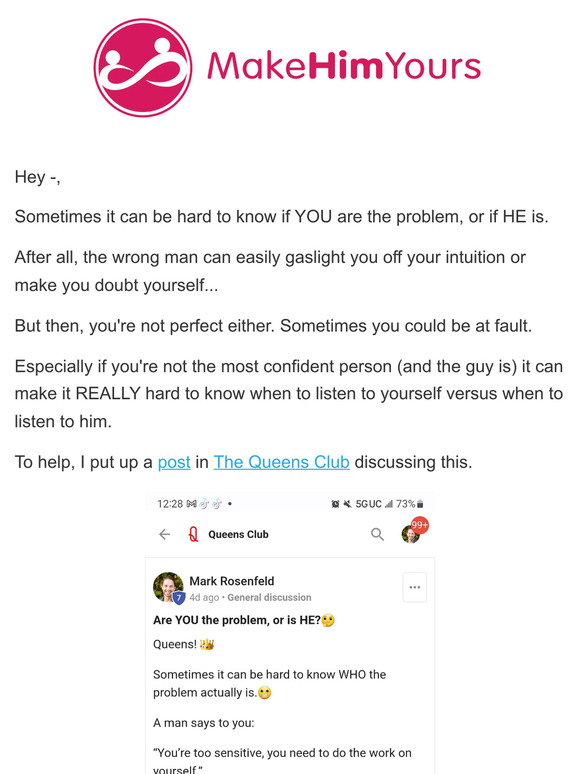 Are YOU the problem —, or is HE?