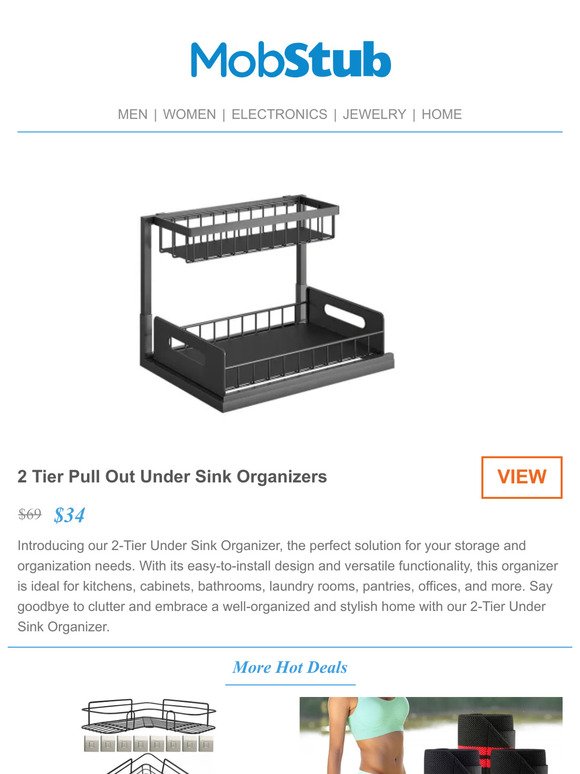CLEARANCE: 2 Tier Pull Out Under Sink Organizers - 51% OFF!