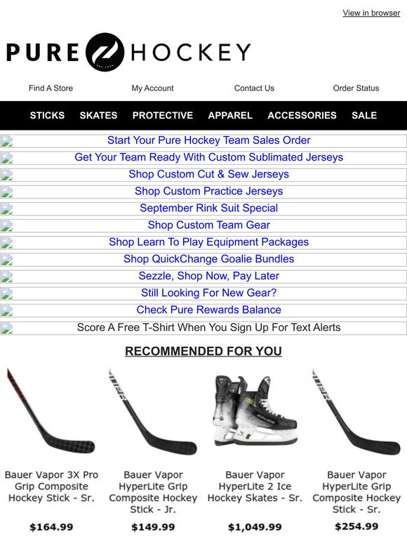 Hey, Shop September Custom Gear Specials From Pure Hockey Team Sales
