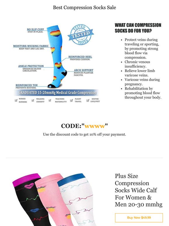 Amazing, These cute compression socks stop feet swelling and soreness.