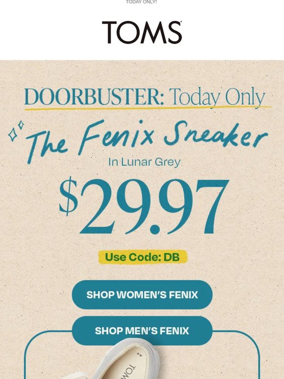 It's a DOORBUSTER: $29.97 Fenix Sneakers